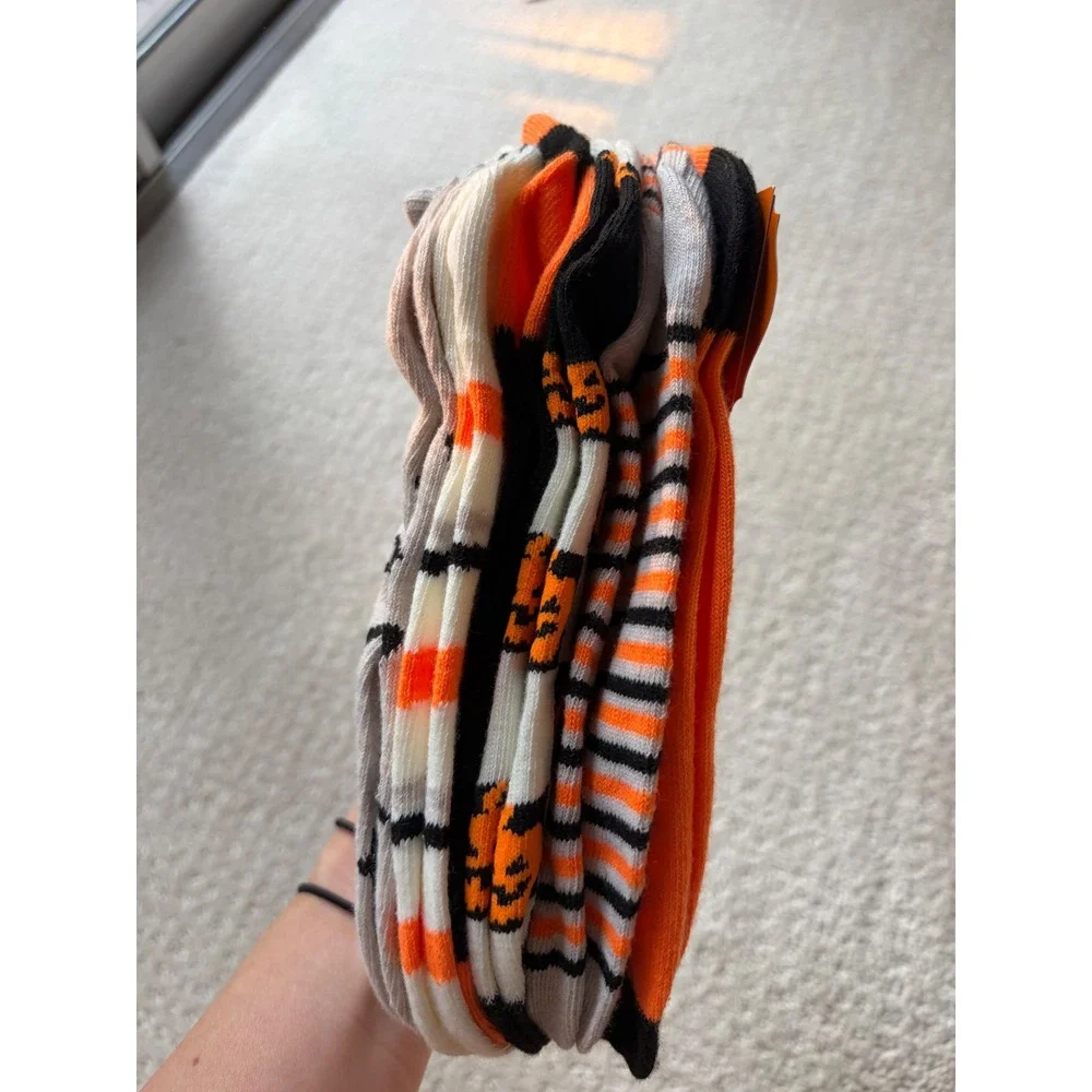 Hyde & EEK Boutique Halloween Low Cut Socks 6 Pairs Orange‎ Black Pumpkin 4-10